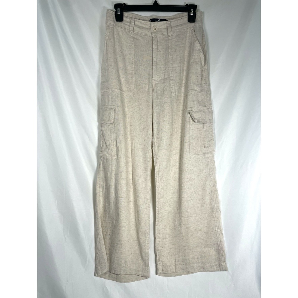 HOLLISTER Ultra High Rise Baggy Cargo Pants Women's S Cotton/Linen Blend Pockets